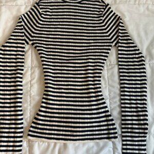 Striped Abercrombie & Fitch Ribbed Mock-Neck